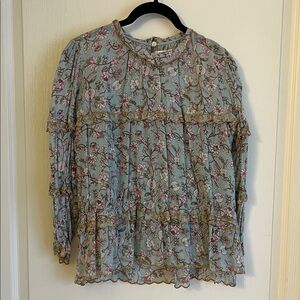 Chic Floral Blouse with Ruffle Accents